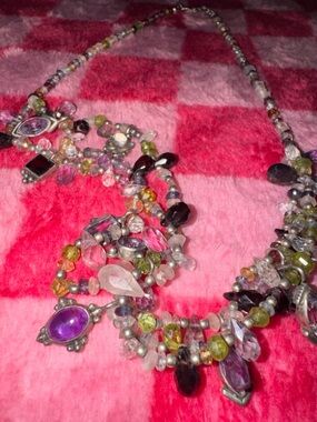 Multicolor Beaded Dangle Charm Necklace - Women Jewelry